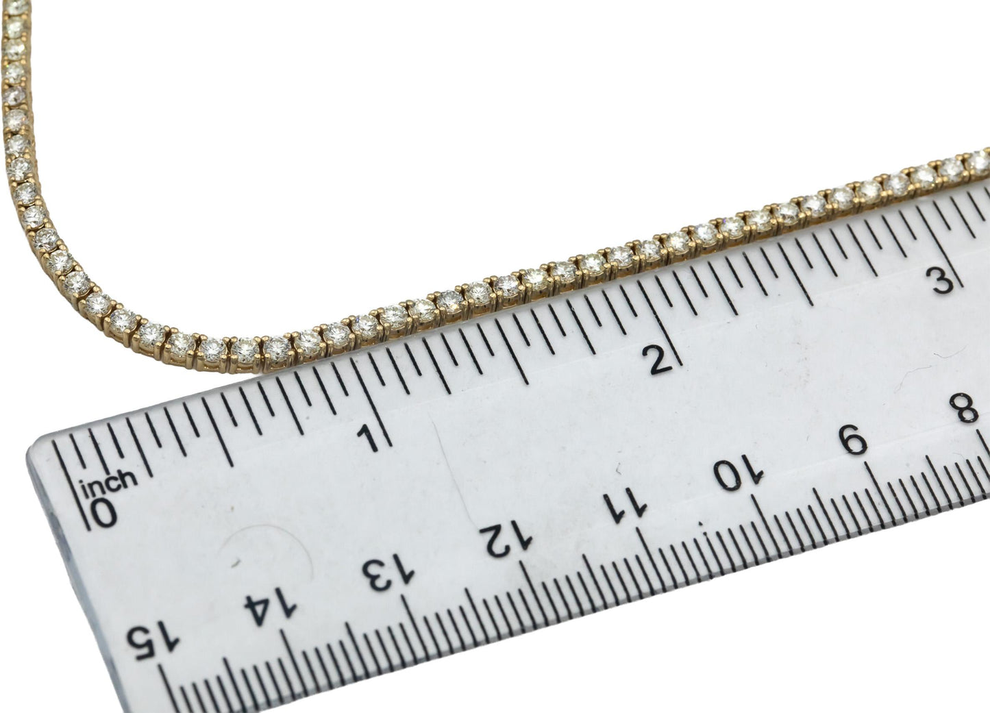 14k Yellow Gold VS Round Diamond Tennis Necklace 8.01CT