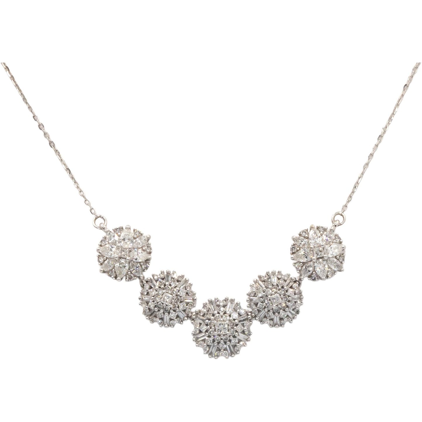10k White Gold 1.50CT Round Cut Diamond Cluster Circle Pendant Necklace