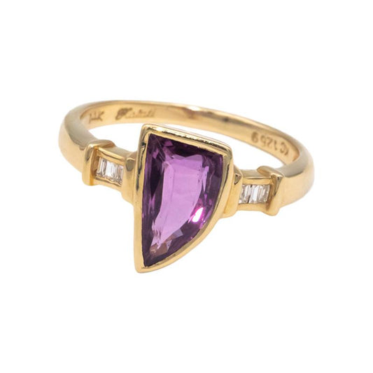 KALATI Designer 14k Yellow Gold 1.60CT VS Diamond & Pink Sapphire Ring Size 5.75