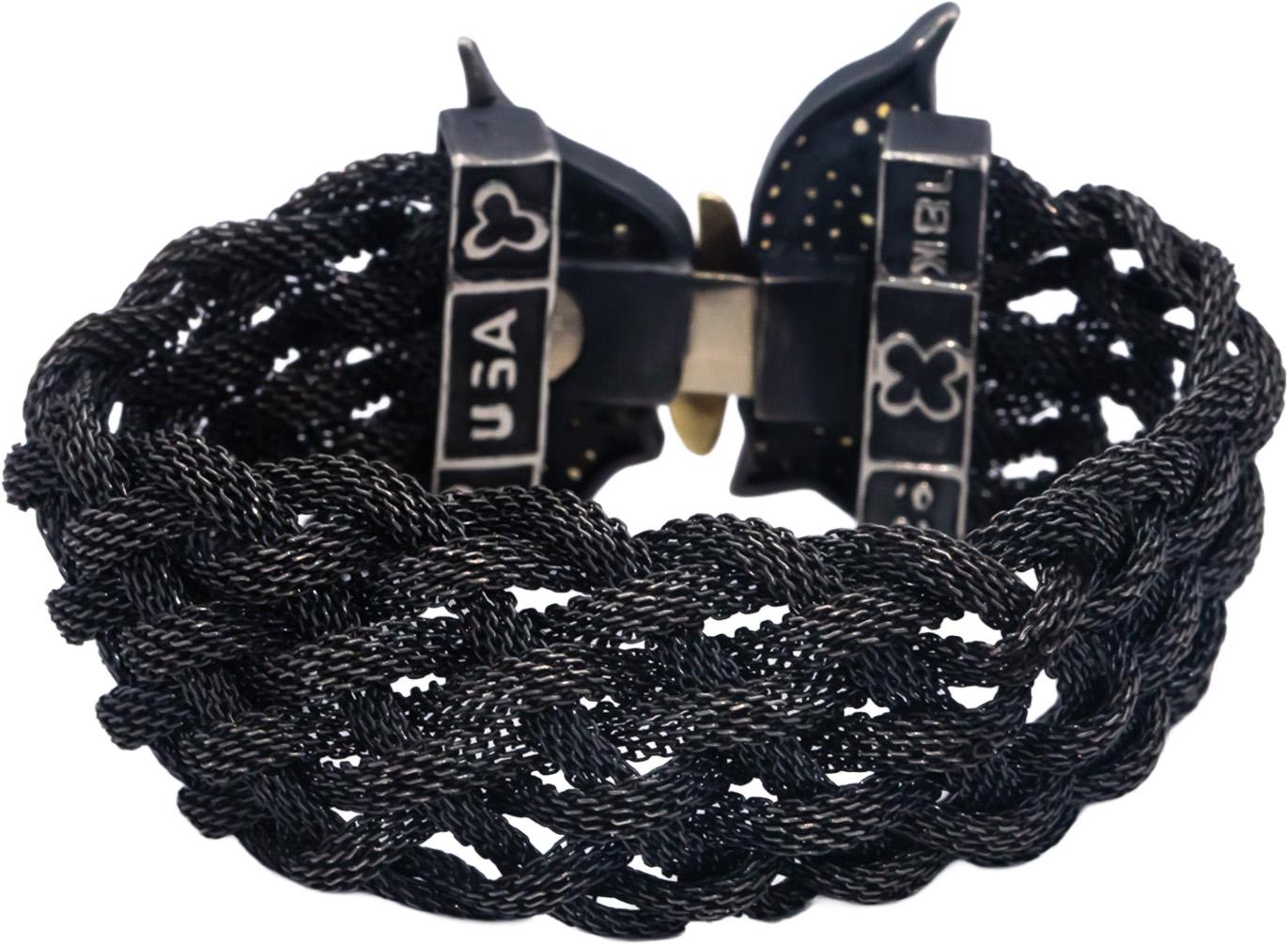 STAMBOLIAN 18k Gold Sterling Silver 2.0CT Yellow & Orange Sapphire Mesh Bracelet