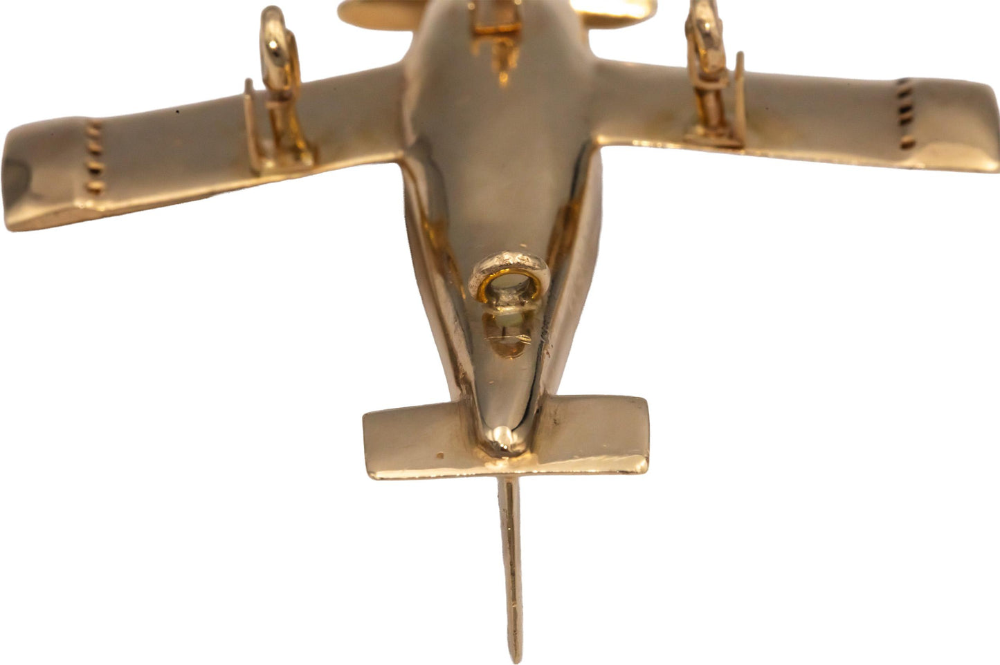 Custom Rare 14k Yellow Gold Diamond and Ruby Airplane Charm 0.25CT
