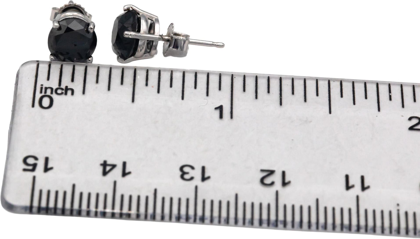 14k White Gold 2.85CT Round Cut Black Diamond Stud Earrings