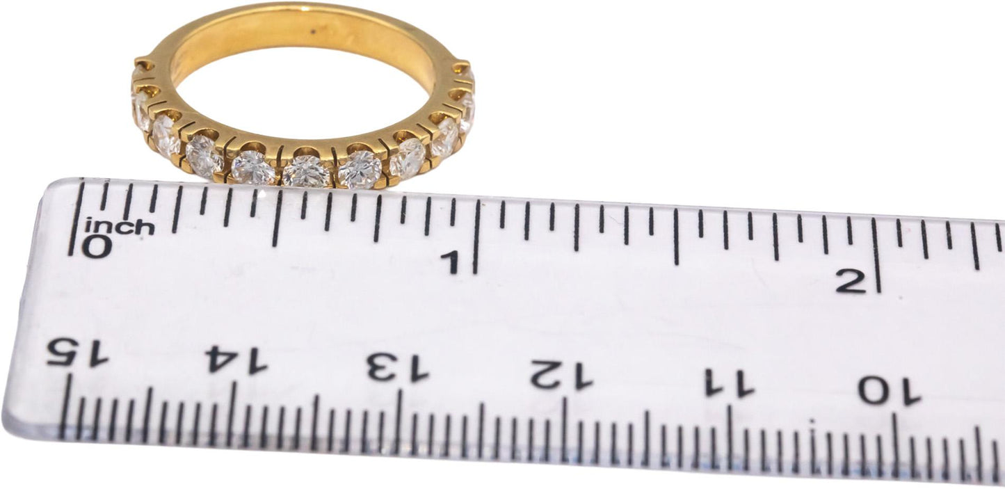 18k Yellow Gold 1.10CT VS Round Cut Diamond Semi-Eternity Band Ring Size 7.25