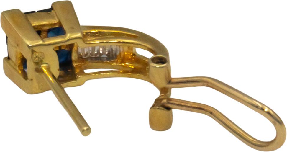 18k Yellow Gold 1.10CT VS Diamond and Sapphire Curved Earrings