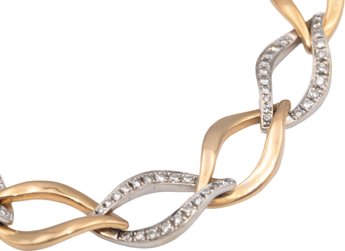 18k Yellow & White Gold Jewelry Round Diamond Fancy Link Bracelet 1.25CT