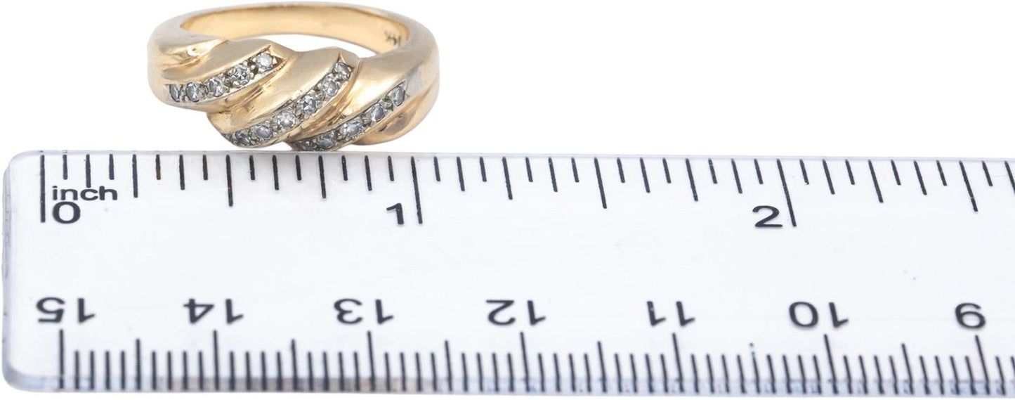 14k Yellow Gold VS Round Diamond Band Ring 0.20CT Size 5.25