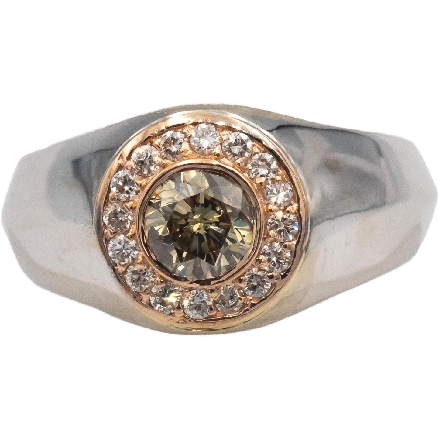 14k Rose and White Gold 0.65CT Round Cut Diamond Ring w/ 0.50CT Center Size 8.75