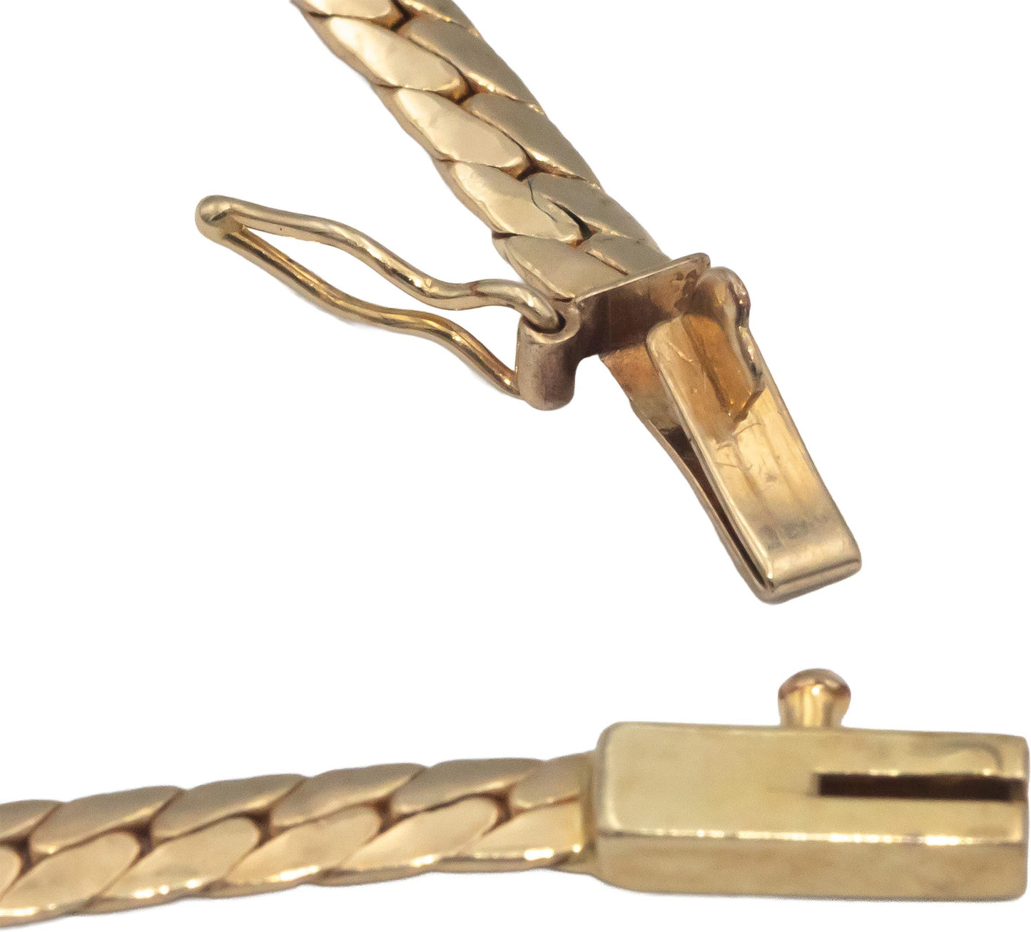 14k Yellow Gold Jewelry 0.10CT VS Round Cut Diamond Flat Link Bracelet