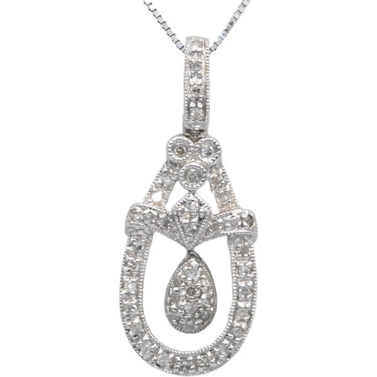 Round Diamond 14k White Gold Dangle Pendant Necklace 0.25CT