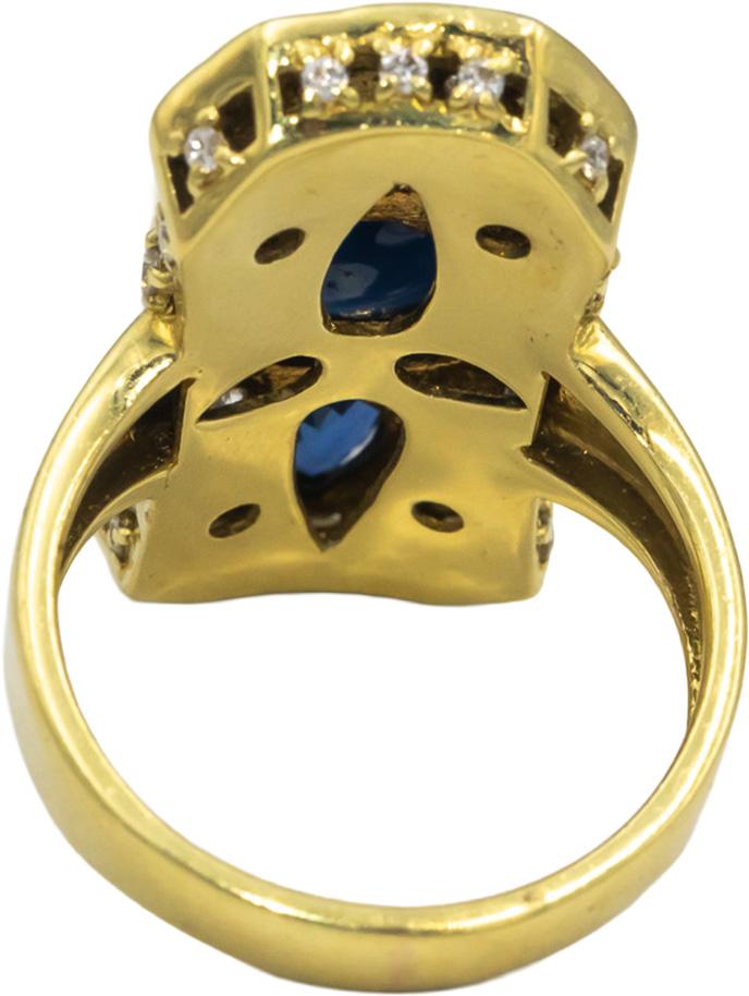 18k Yellow Gold VS Diamond & Sapphire Cocktail Ring 8.65CT Size 7.5