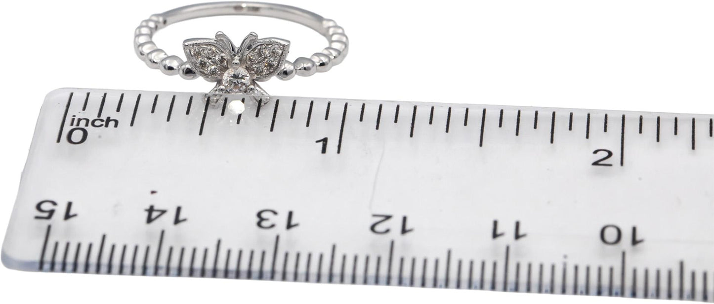 18k White Gold VS Round Diamond Cluster Butterfly Motif Ring 0.12CT Size 7