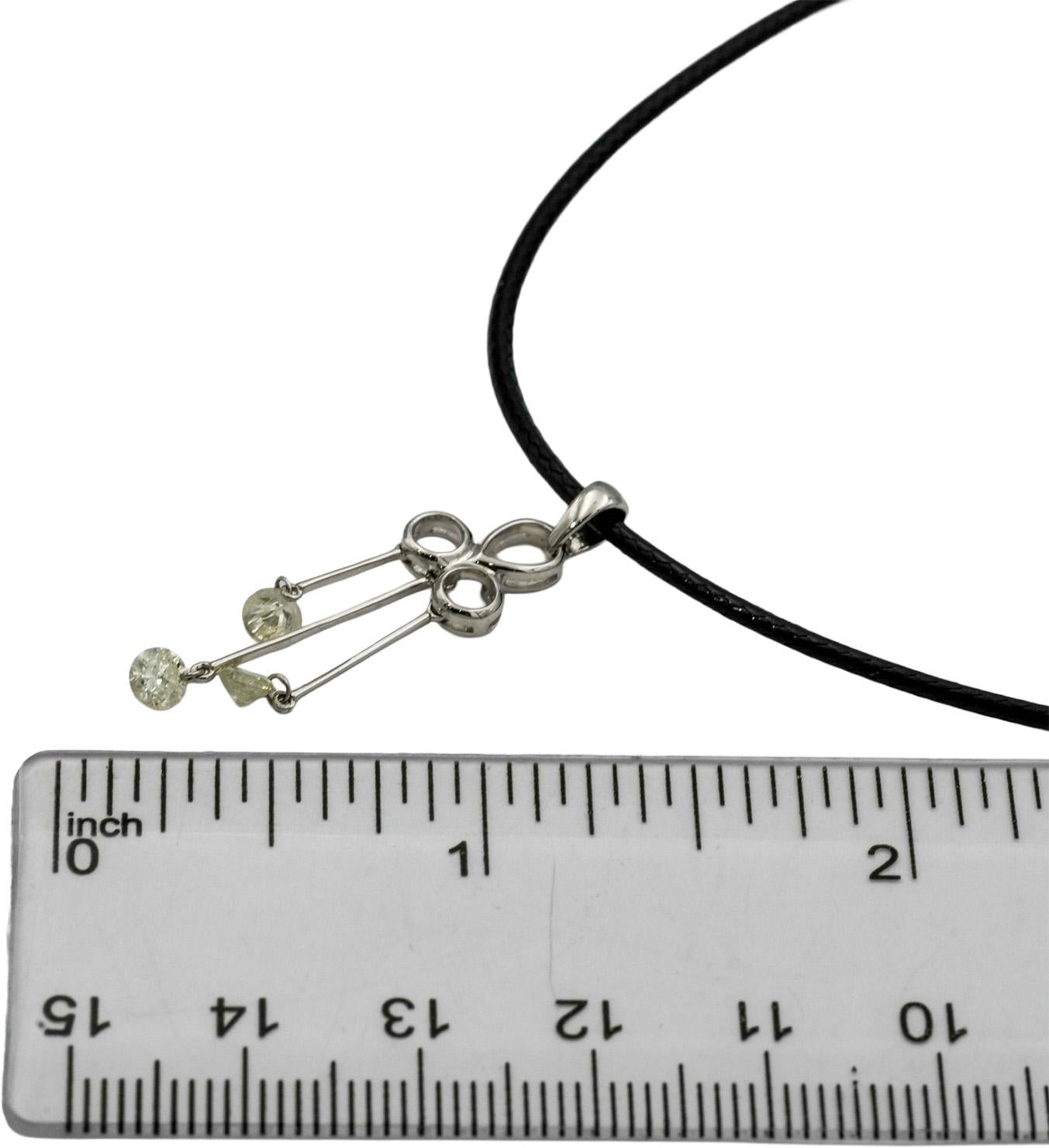 14k White Gold Round Diamond Dangle Pendant Necklace 0.63CT