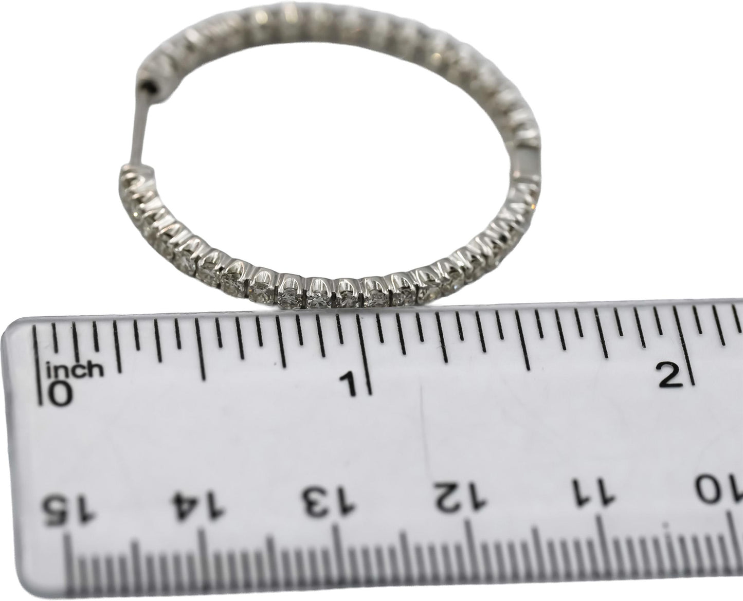 18k White Gold VS Round Diamond Inside Out Hoop Earrings 2.0CT