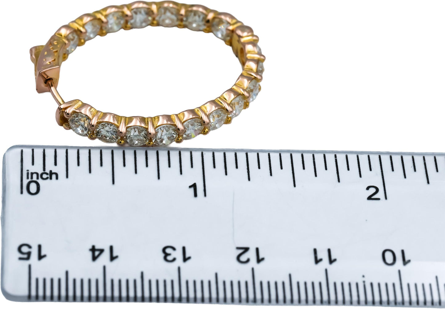 18k Rose Gold VS Round Diamond Inside Out Oval Hoop Earrings 8.13CT