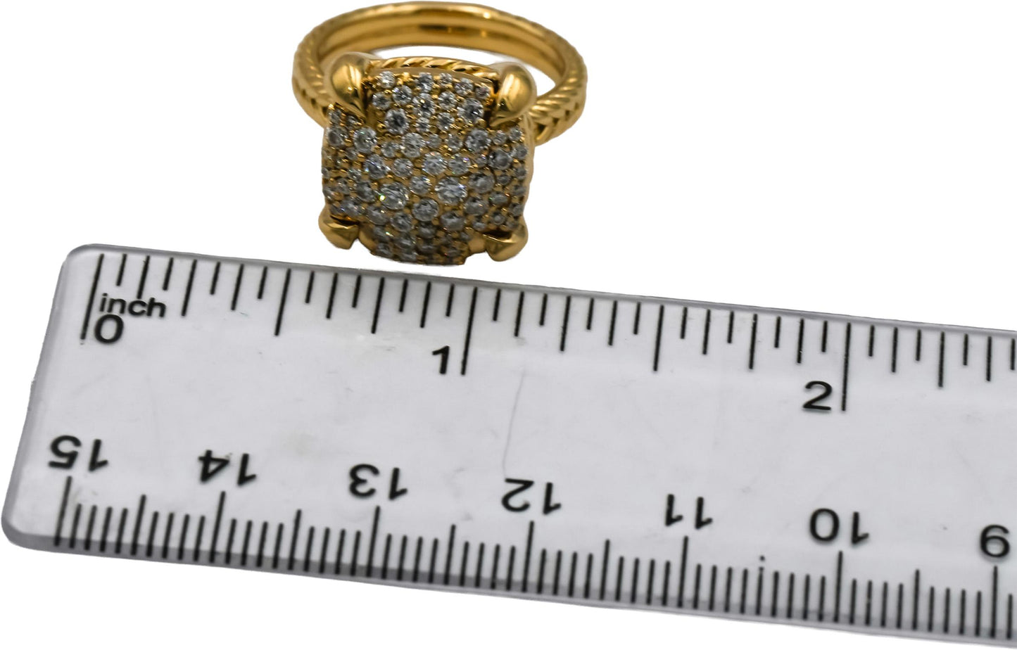 DAVID YURMAN 18k Yellow Gold Round Diamond Chatelaine Ring 1.20CT Size 6.75