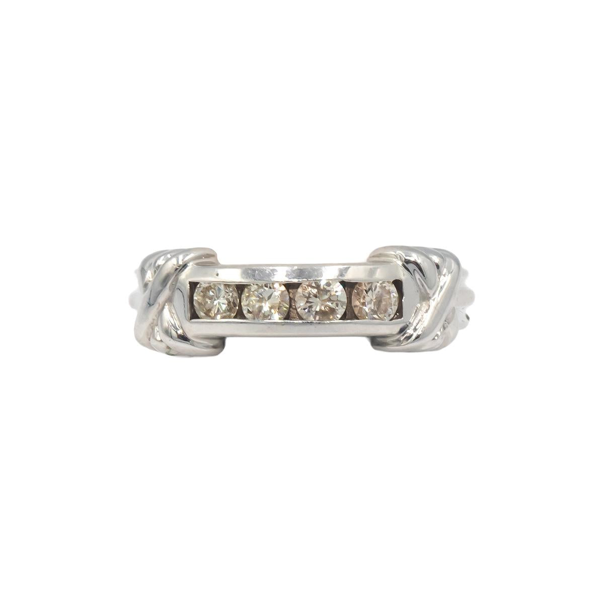 14k White Gold Round Channel Set Diamond Band Ring 0.45CT Size 6.5