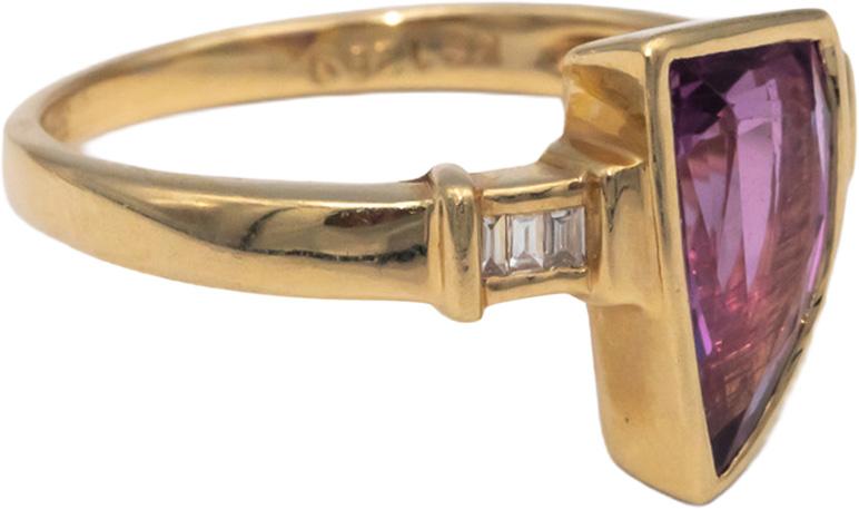 KALATI Designer 14k Yellow Gold 1.60CT VS Diamond & Pink Sapphire Ring Size 5.75