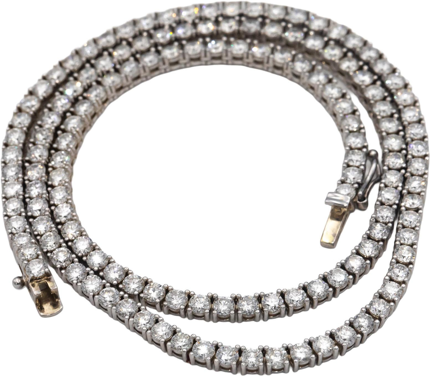 Diamond Round Cut 14k White Gold Jewelry Tennis Necklace 11.37CT