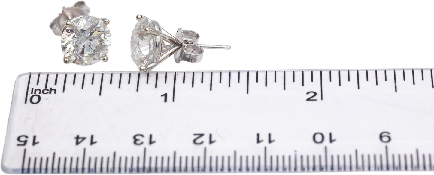 Round Cut Diamond 14k White Gold Jewelry Stud Earrings 6.19CT