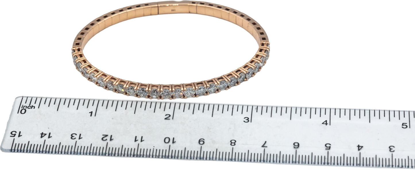 Diamond Round Cut 14k Rose Gold Semi-Flexible Bangle Bracelet 4.82CT