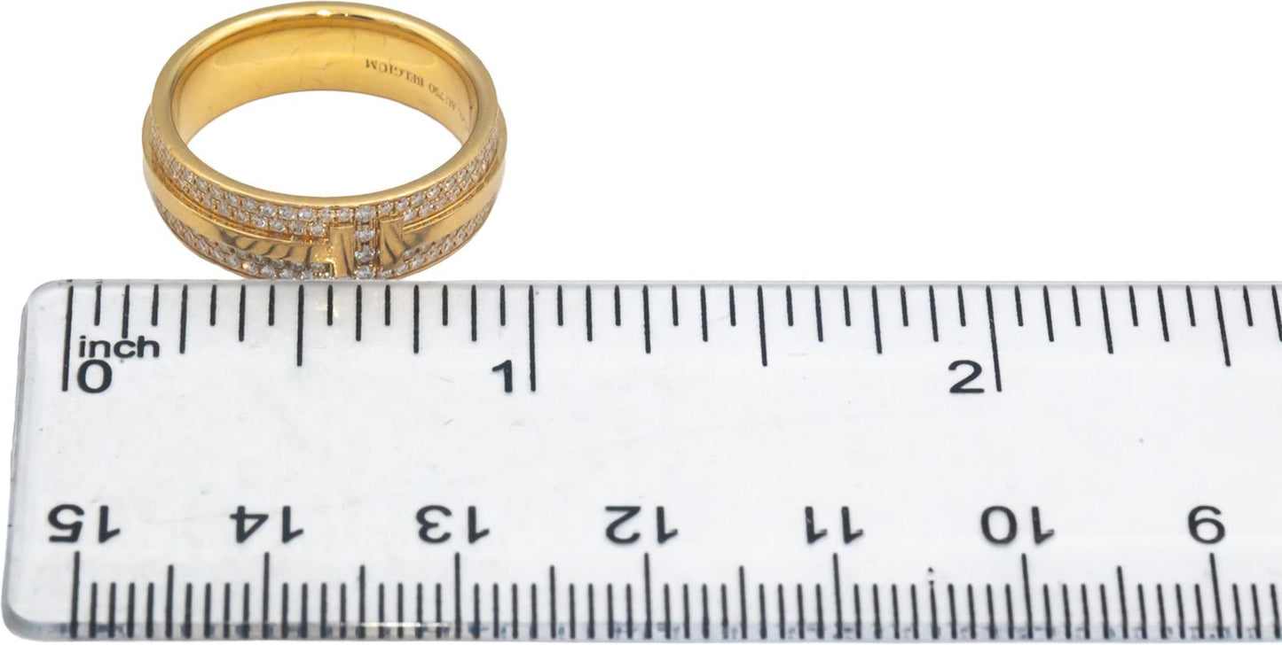 TIFFANY & CO. 18k Gold 0.57CT Diamond T Wide Pave Ring Size 6 w/ Box $10,500