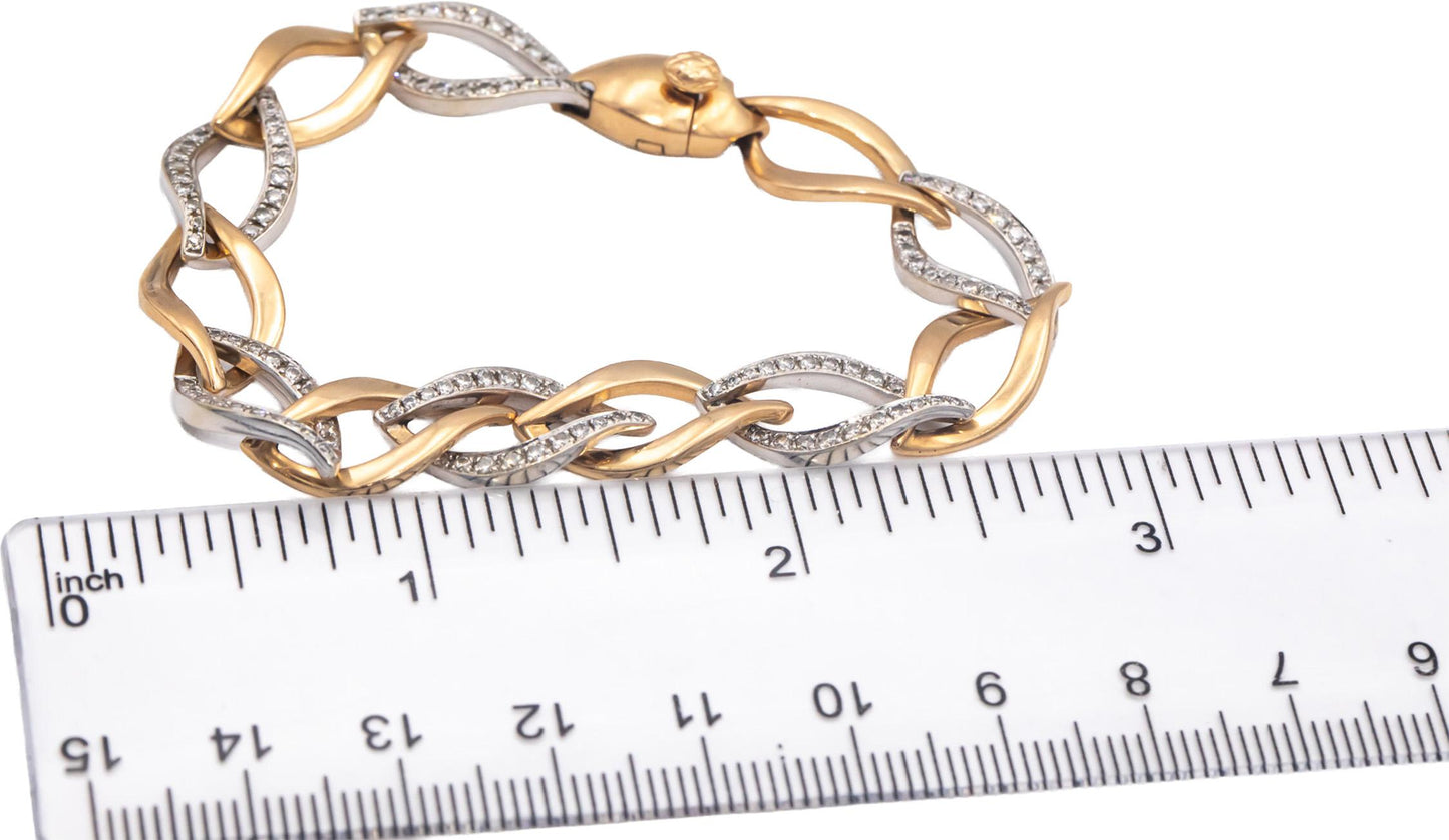 18k Yellow & White Gold Jewelry Round Diamond Fancy Link Bracelet 1.25CT