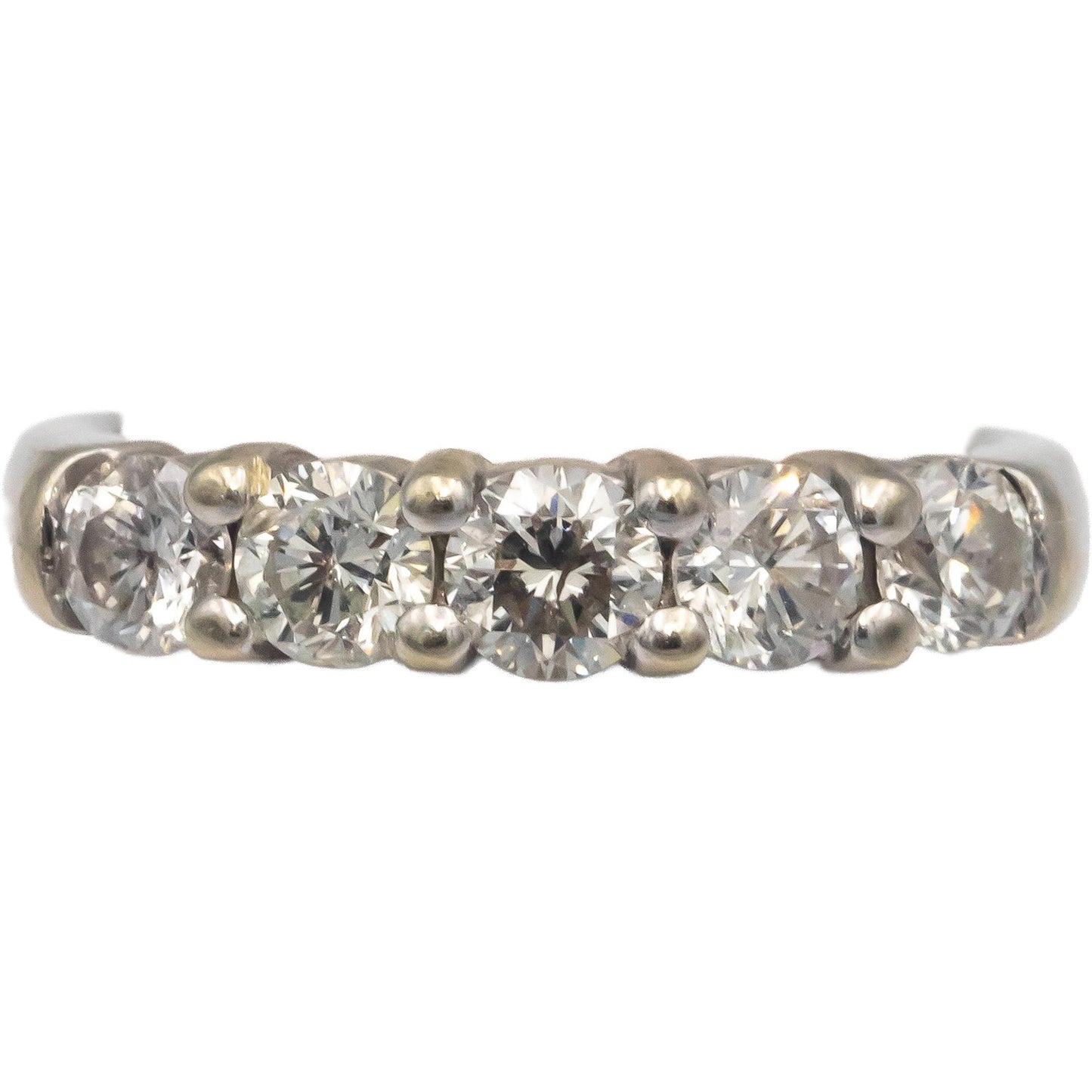 14k White Gold 0.80CT Round Cut Diamond Five Stone Anniversary Band Ring Size 5