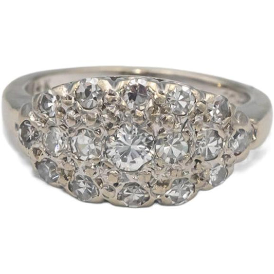 Antique Vintage 14k White Gold 0.50CT Round Cut Diamond Ring Size 3.5