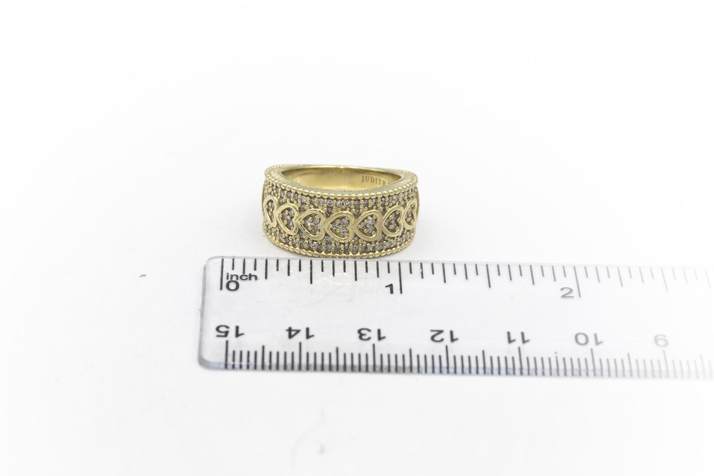 JUDITH RIPKA 14k Yellow Gold Round Diamond Heart Bridal Ring 0.50CT size 6.75