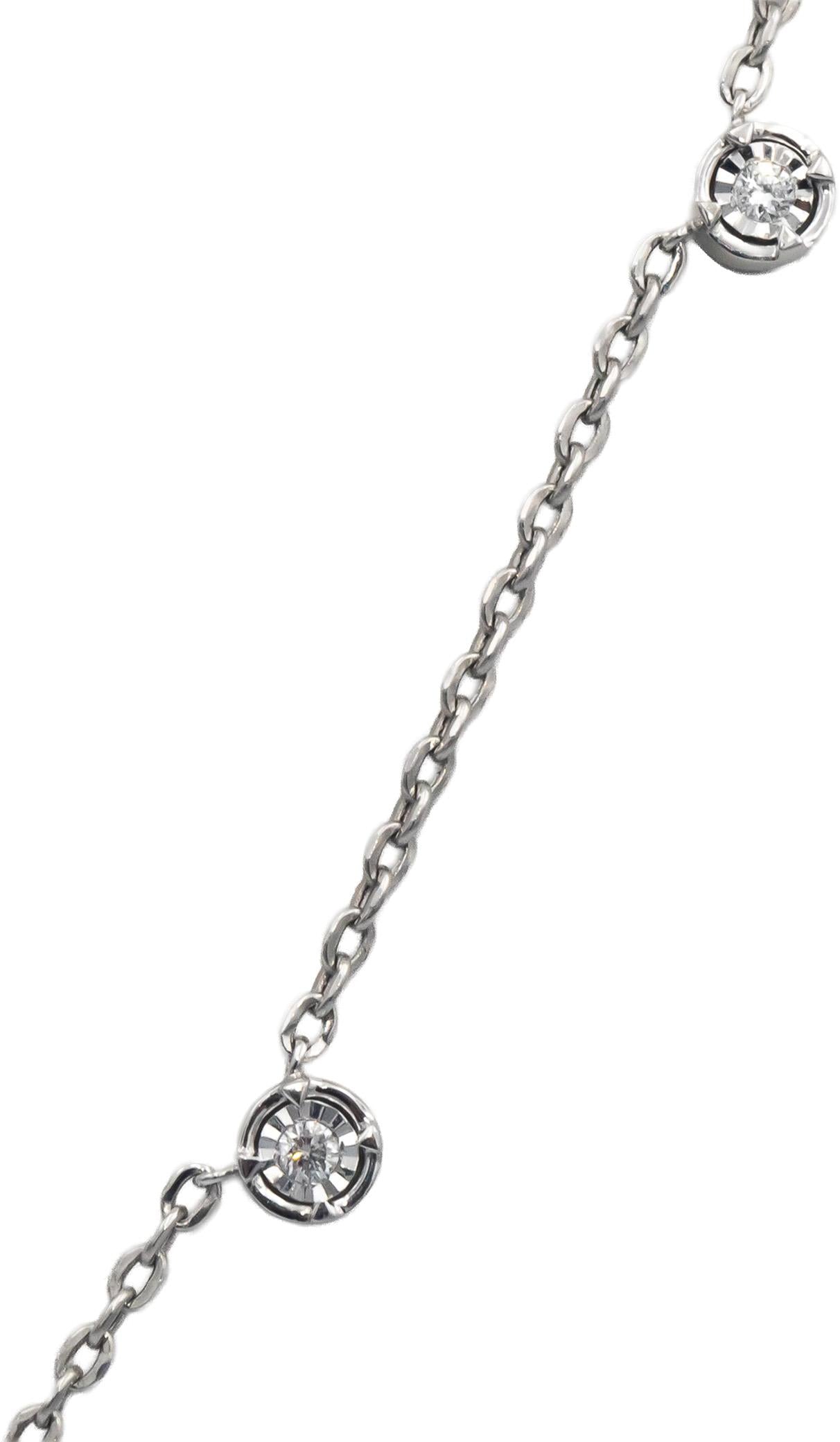 14k White gold 0.22CT VS Round Cut Illusion Setting Diamond By The Yard Necklace