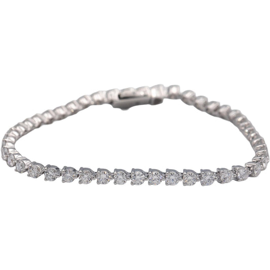 14k White Gold VS1-VS2 Lab Grown Round Diamond Tennis Bracelet 5.77CT
