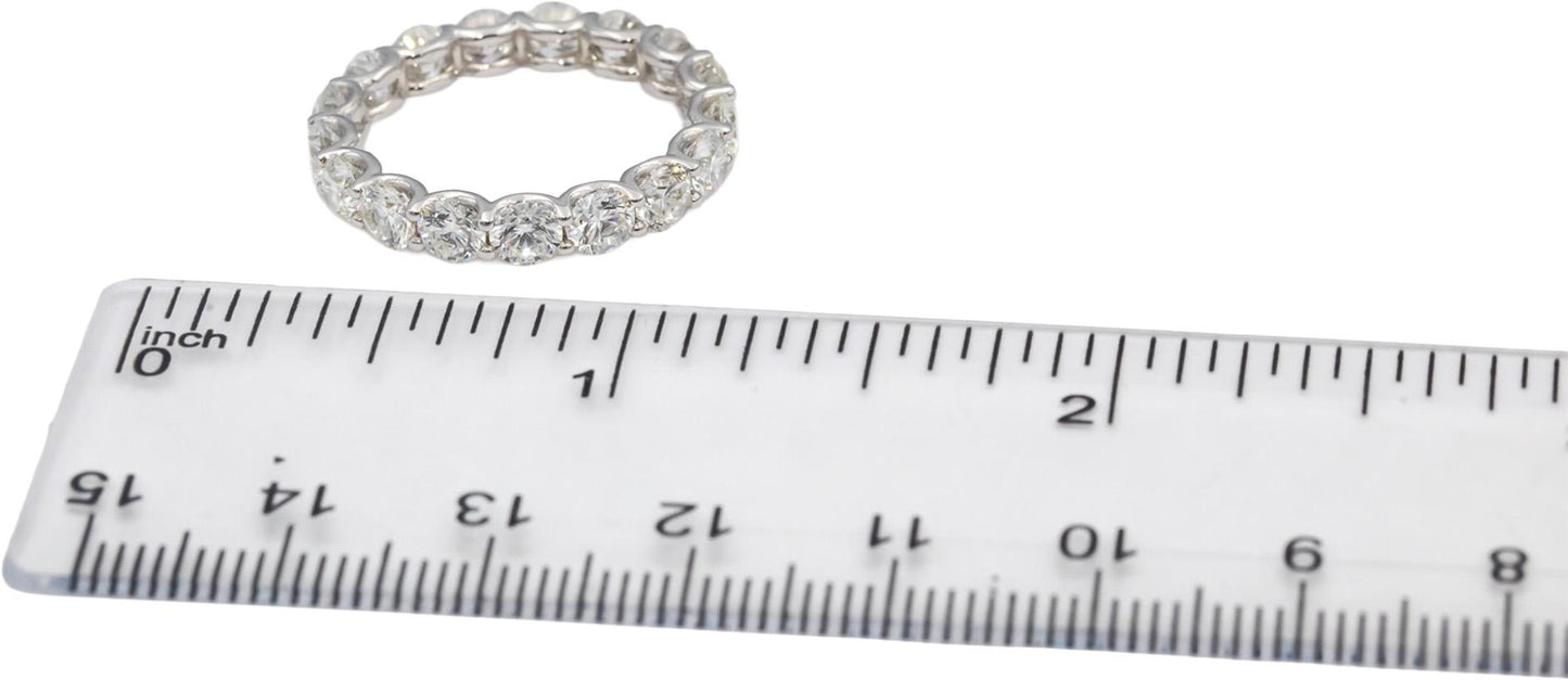 18k White Gold Round Diamond Shared Prong Eternity Band Ring 4.0CT Size 7.25