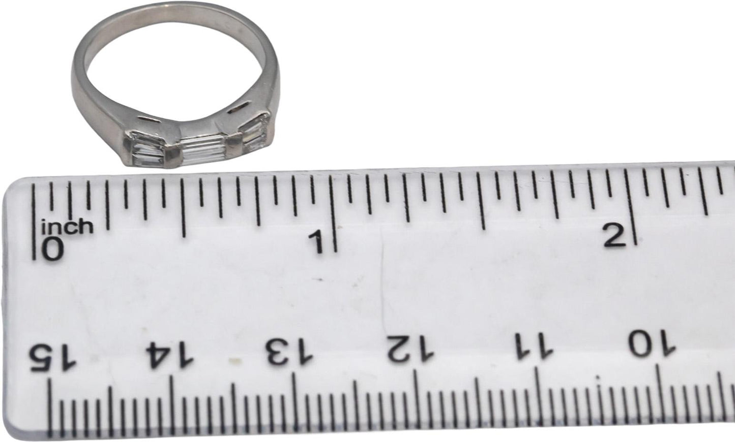 Platinum VS Baguette Cut Diamond Band Ring 0.45CT Size 4.5
