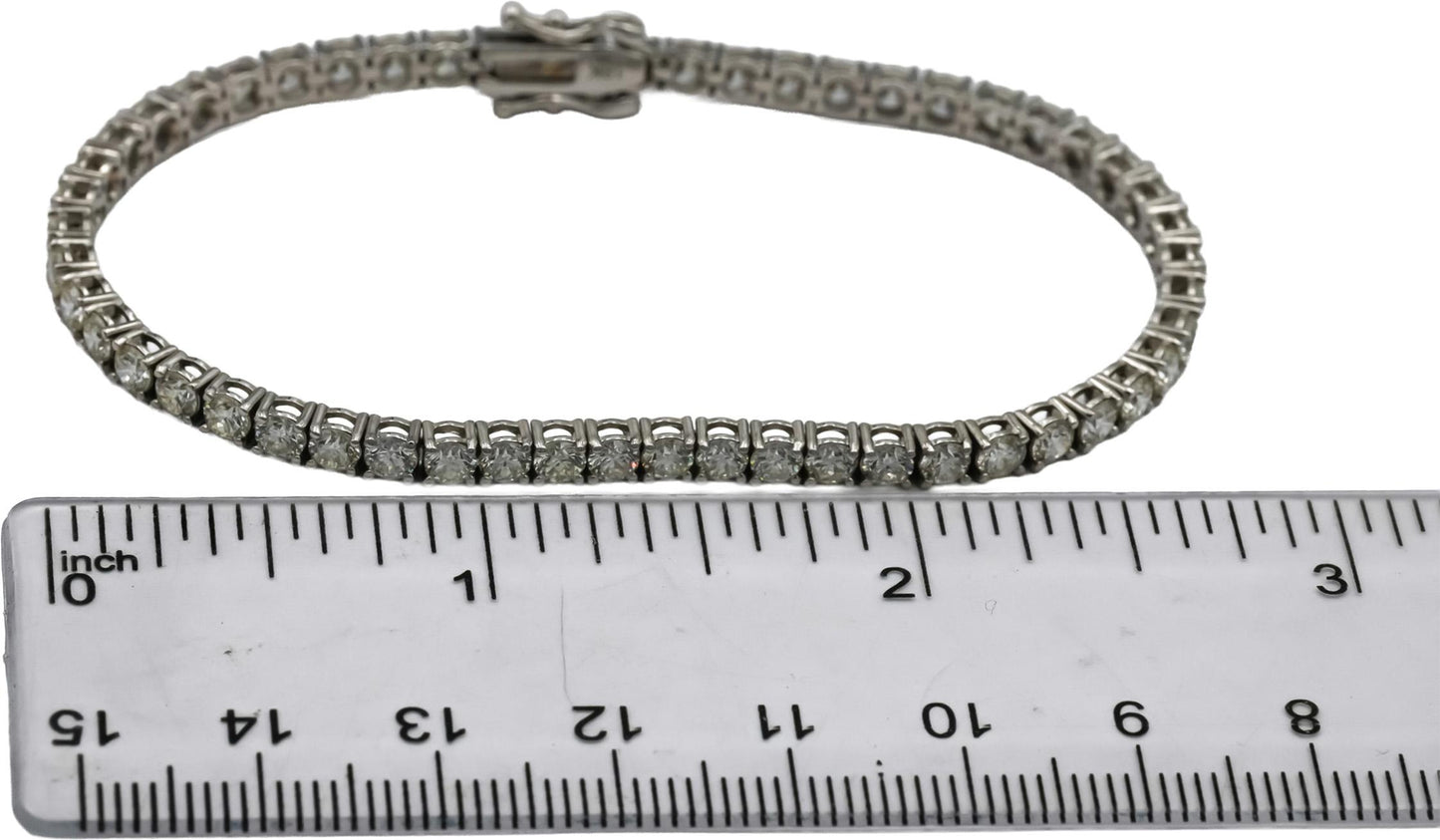 18k White Gold VS Round Diamond Tennis Bracelet 6.10CT