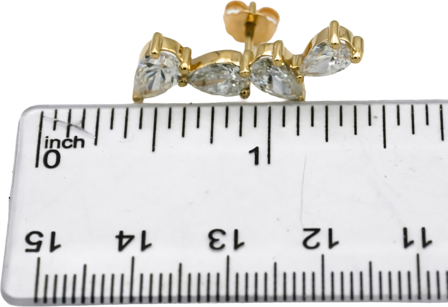 14k Yellow Gold VS Pear Cut Lab-Grown Diamond Climber Stud Earrings 4.46CT