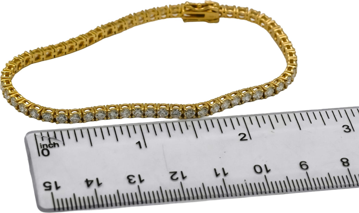 14k Yellow Gold VS Round Lab-Grown Diamond Tennis Bracelet 4.35CT