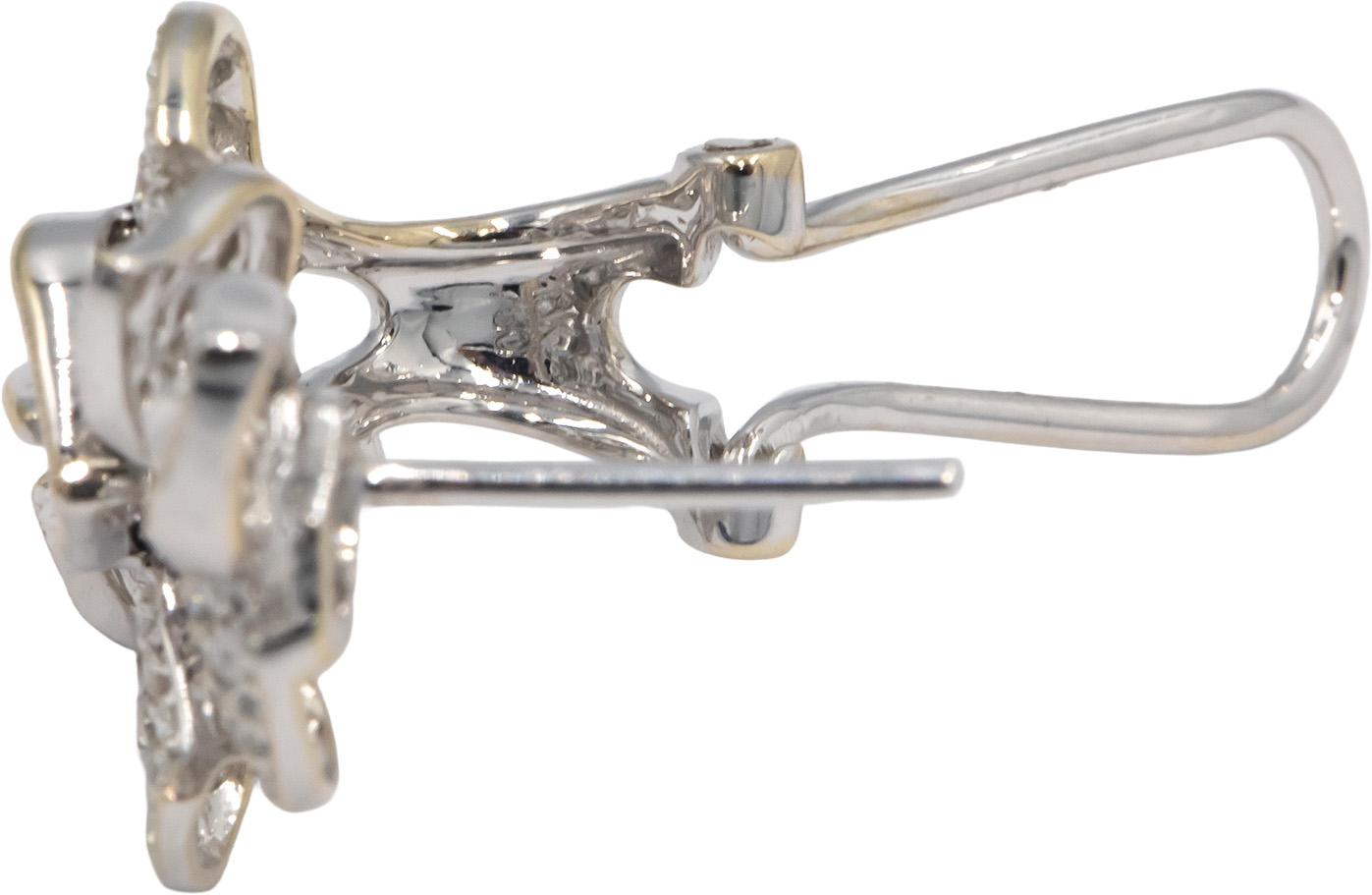 18k White Gold 1.0CT VS Diamond Floral Curved Earrings