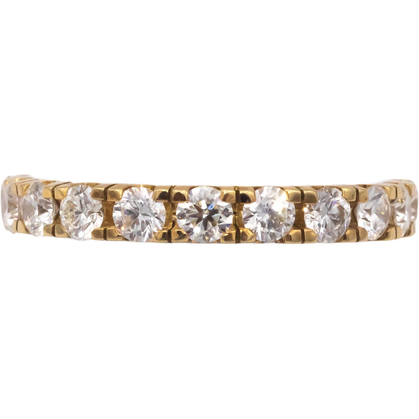 18k Yellow Gold 1.10CT VS Round Cut Diamond Semi-Eternity Band Ring Size 7.25