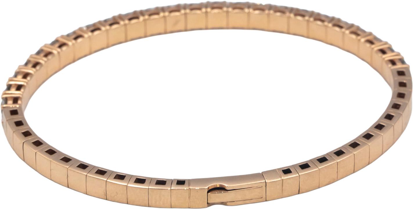 Diamond Round Cut 14k Rose Gold Semi-Flexible Bangle Bracelet 4.82CT
