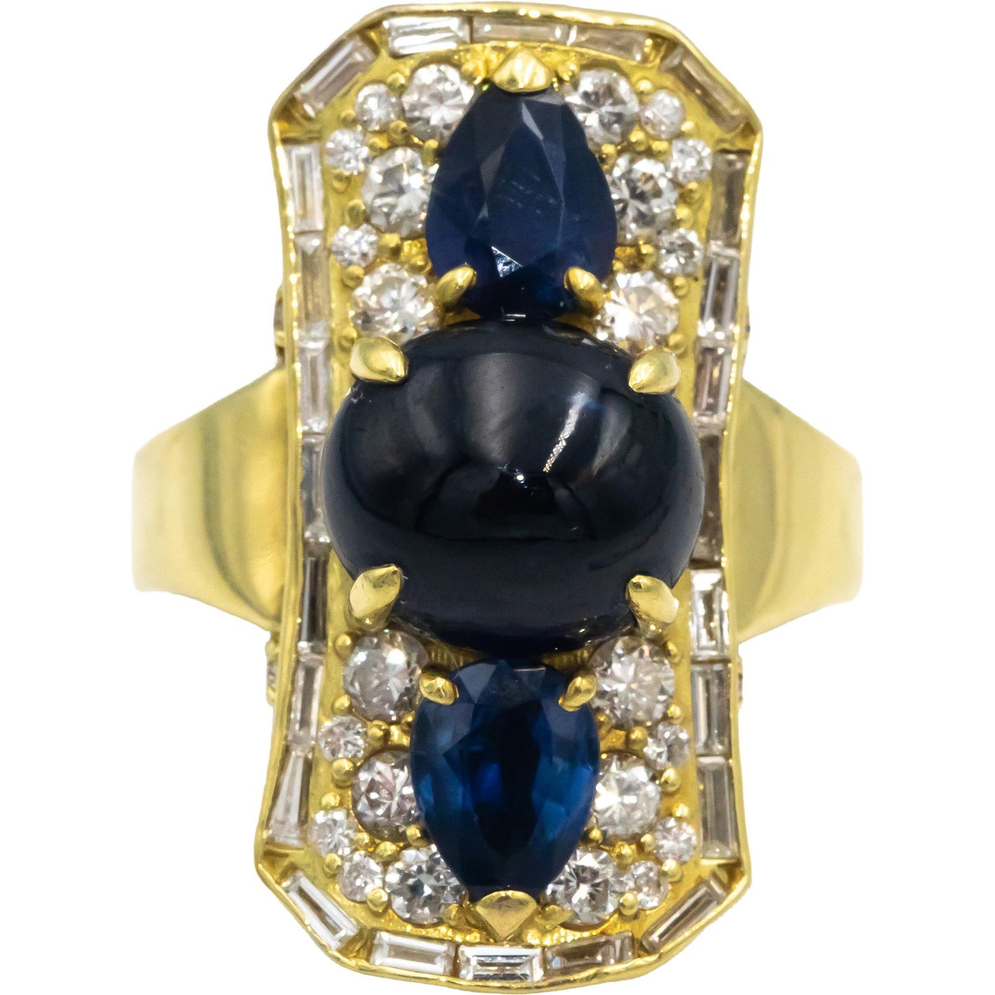18k Yellow Gold VS Diamond & Sapphire Cocktail Ring 8.65CT Size 7.5