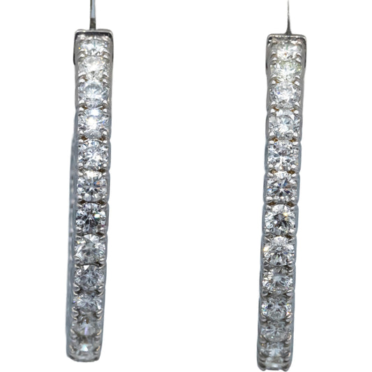 18k White Gold VS Round Diamond Inside Out Circle Hoop Earrings 7.33CT