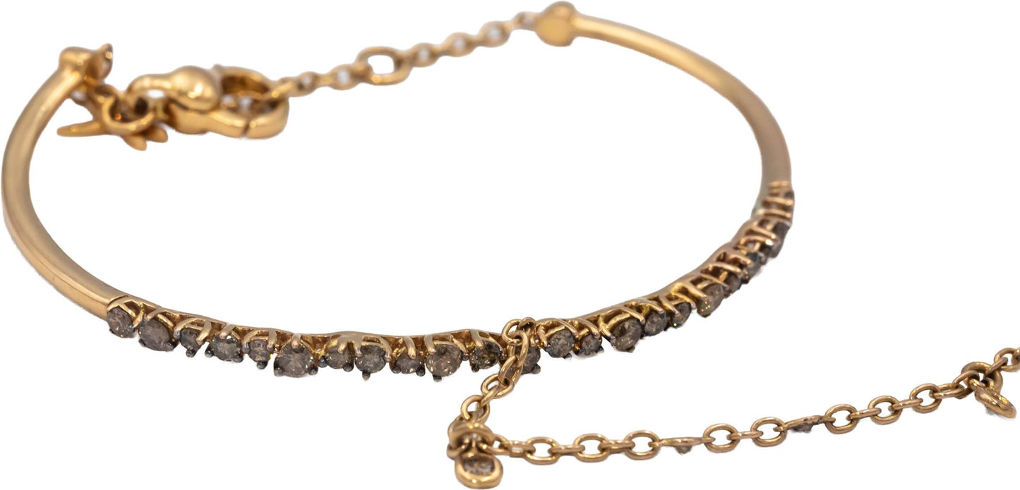 CASTO Designer 18k Yellow Gold Round Diamond Hand Chain Ring Bracelet 2.0CT
