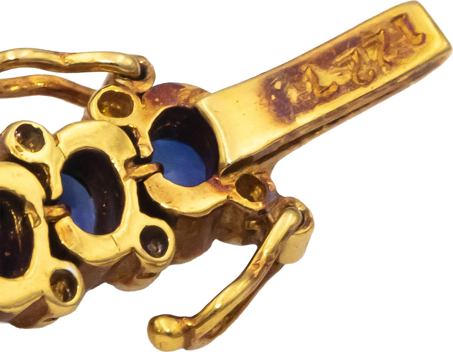 18k Yellow Gold Round Blue Sapphire & Diamond Line Bracelet 10.50CTW