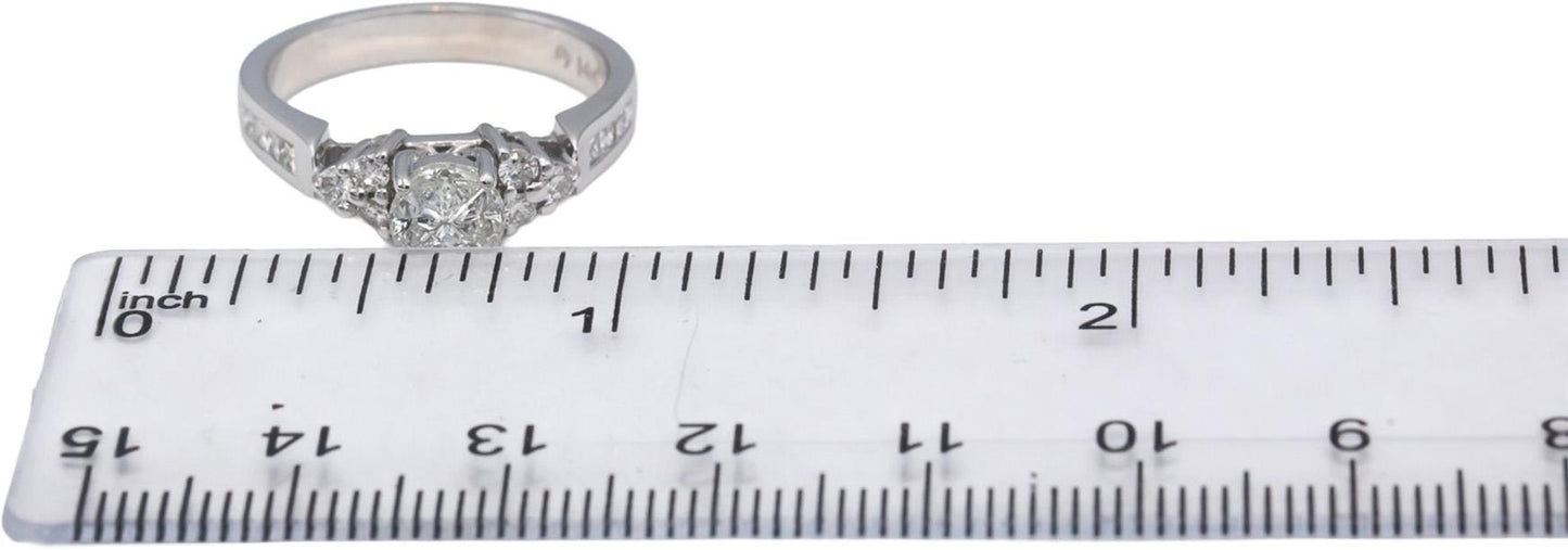 14k White Gold VS Round & Princess Cut Diamond Engagement Ring 0.75CT Size 7