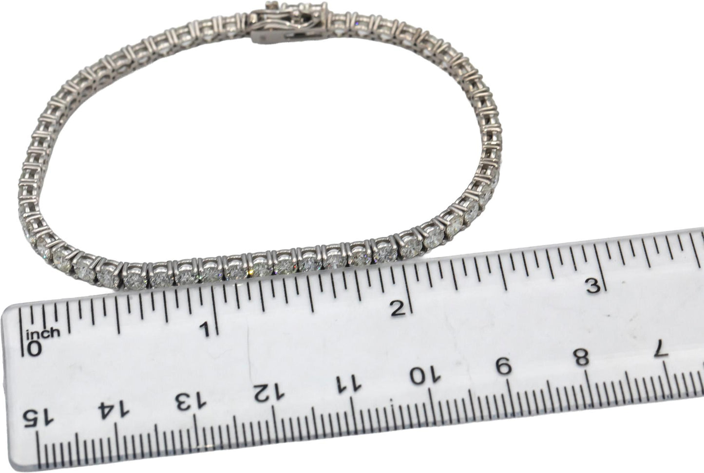14k White Gold VS Round Diamond Tennis Bracelet 6.46CT