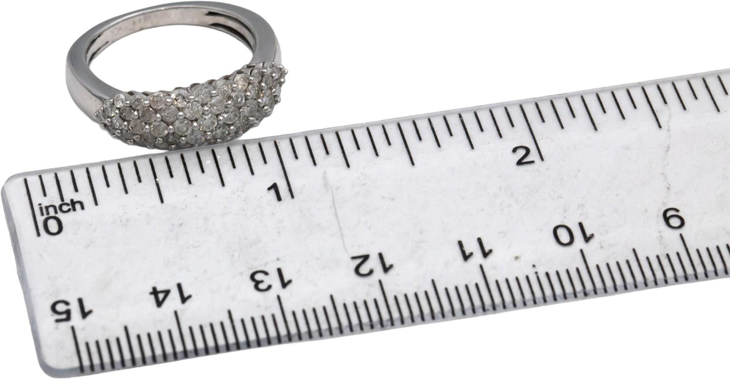 10k White Gold Round Diamond Cluster Band Ring 0.75CT Size 7