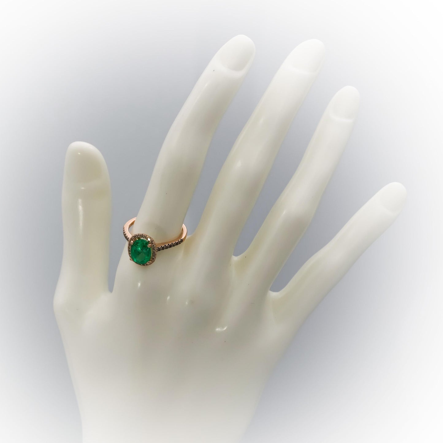 LE VIAN 14k Rose Gold Emerald and Diamond Cocktail Ring 2.26CT Size 7