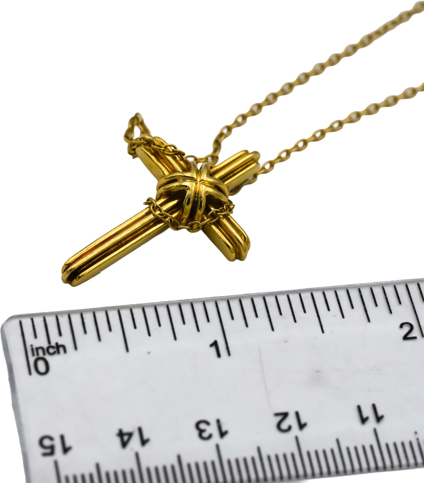 TIFFANY & CO. 18k Yellow Gold Signature X Cross Pendant Necklace w/ Box