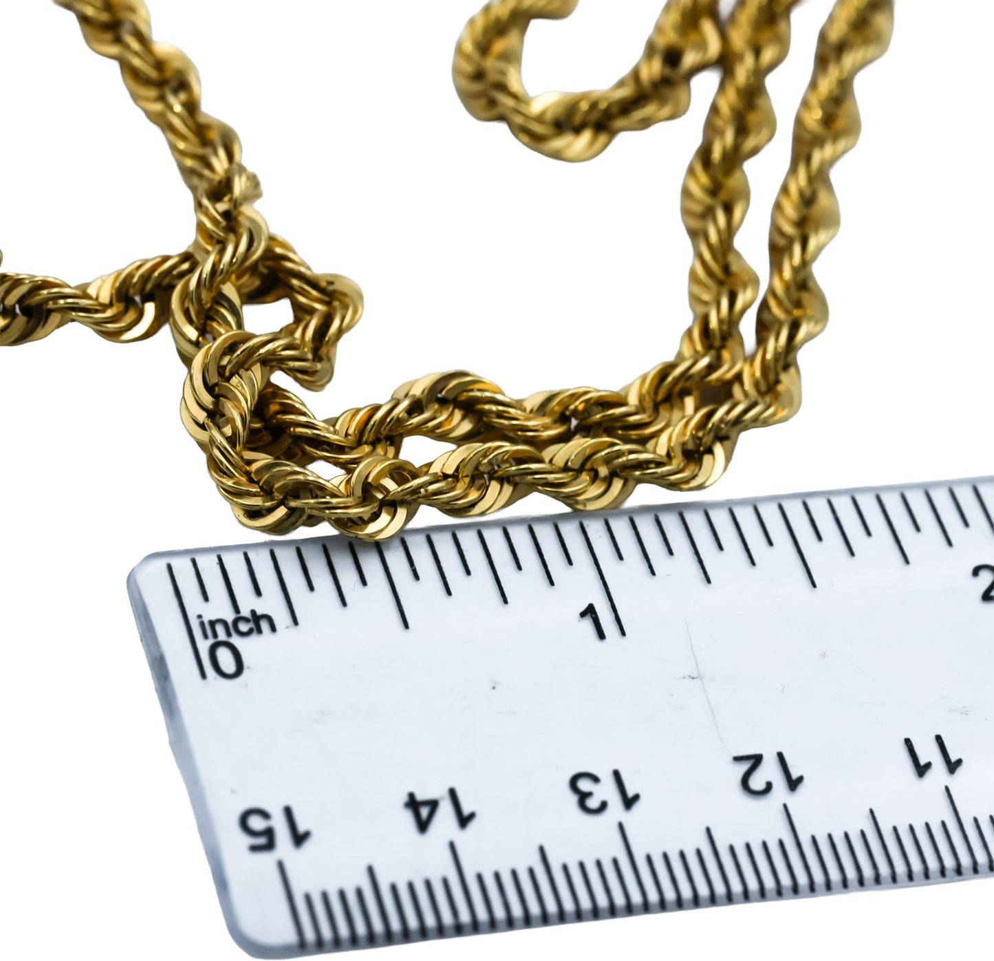 10k Yellow Gold Hollow Rope Chain Necklace 4.5mm wide/27.75 inches