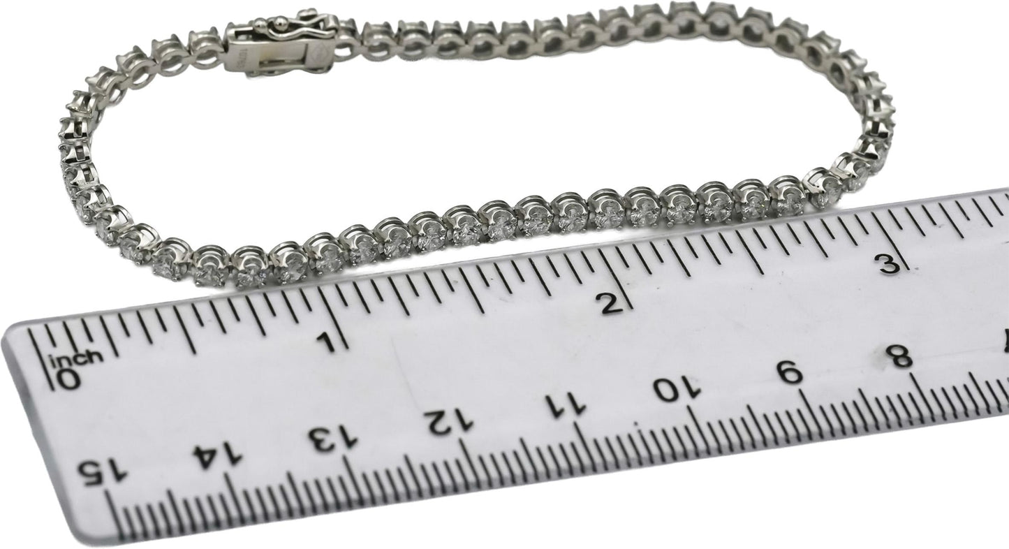 Platinum Round Natural Diamond Tennis Bracelet 3.13CT